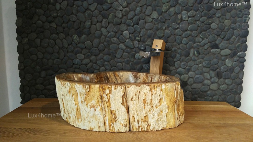 Kamienna umywalka ze skamienialego drewna